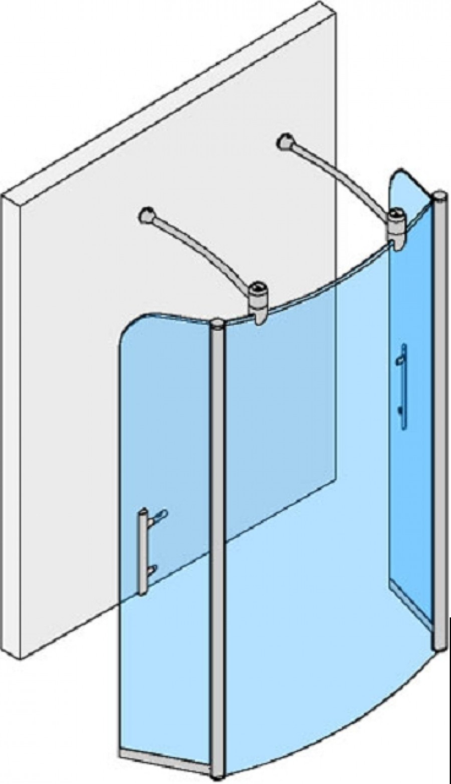 Paroi de douche fixe + deux portes pivotantes GO 8