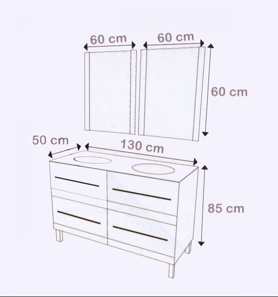 Meuble de salle de bain Glass Box 130cm Weng� Aurlane
