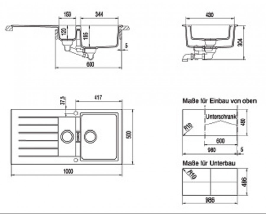 Evier de cuisine  PRIMUS 1.5C Trufolo EV 22411