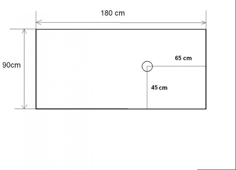 Receveur � carreler 180x90 bonde excentr�e horizontale