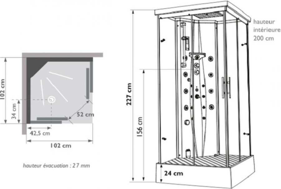 Cabine de douche � recyclage Kinedouche 2000 102x102cm