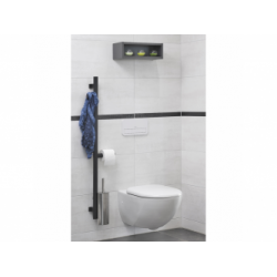 Vente-Unique - Ensemble toilettes NIKOLAOS porte-rouleau et brosse pour WC  - Métal et bambou - Blanc et bois - Accessoires de salle de bain - Rue du  Commerce