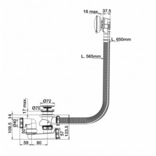Vidage automatique à câble vidage de baignoire auto volant métal – garis –  p04-vbtp-zac – Garis