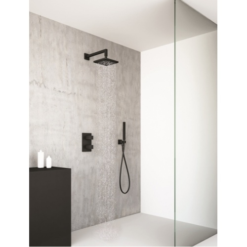 Colonne de douche encastrée avec douchette D 20 cm peinture noir pour salle  de bains