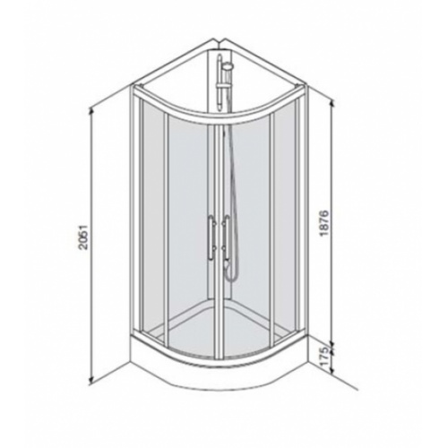 Cabine de douche ronde de 34x34 po Cyrene blanche avec porte