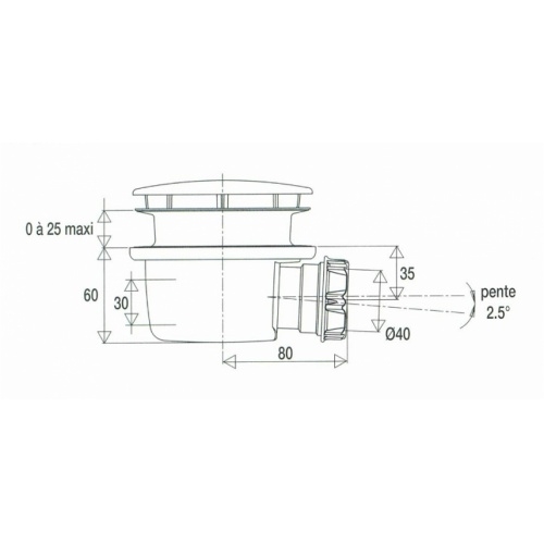 Bonde blanche receveur douche extra-plate NF Minime, D. 90 mm