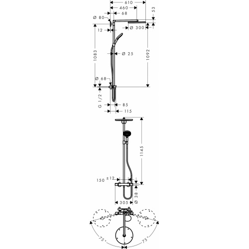 Colonne de douche thermotatique Showerpipe Raindance Select 300 AIR