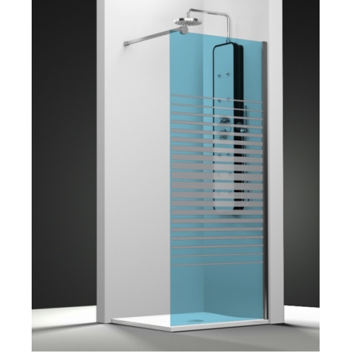 Paroi de douche fixe ONE verre bleu sablé Medium 50cm droite