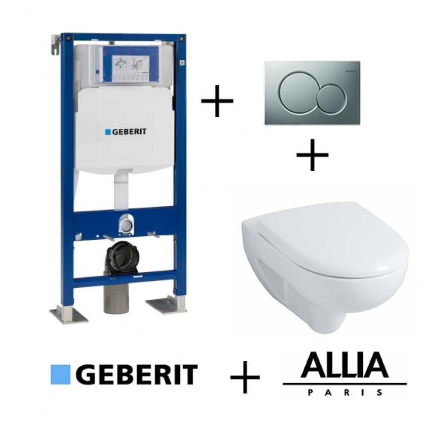 Pack bâti-support Duofix autoportant-plaque & cuvette WC Prima Rimfree  GEBERIT